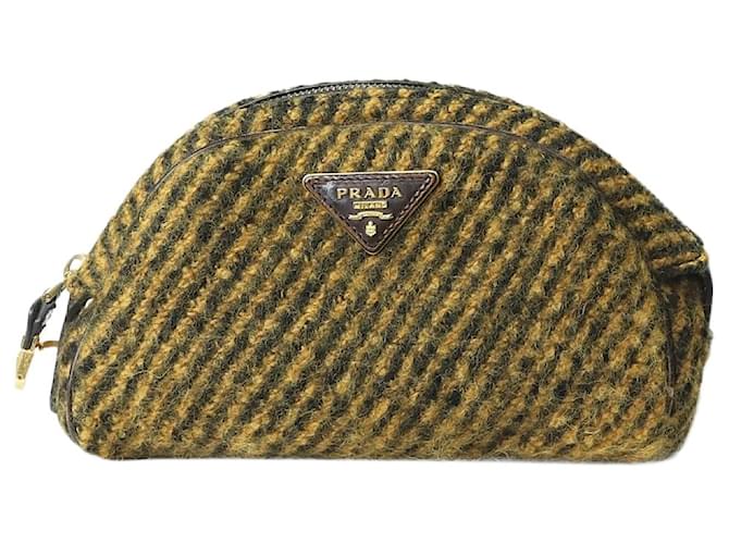 Prada Brown striped wool clutch bag  ref.1260146