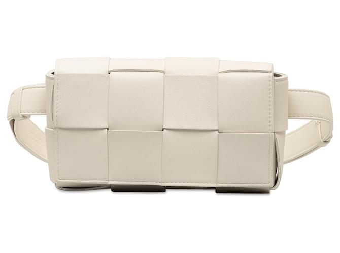 Bottega Veneta White Intrecciato Cassette Belt Bag Leather Pony-style calfskin  ref.1260164