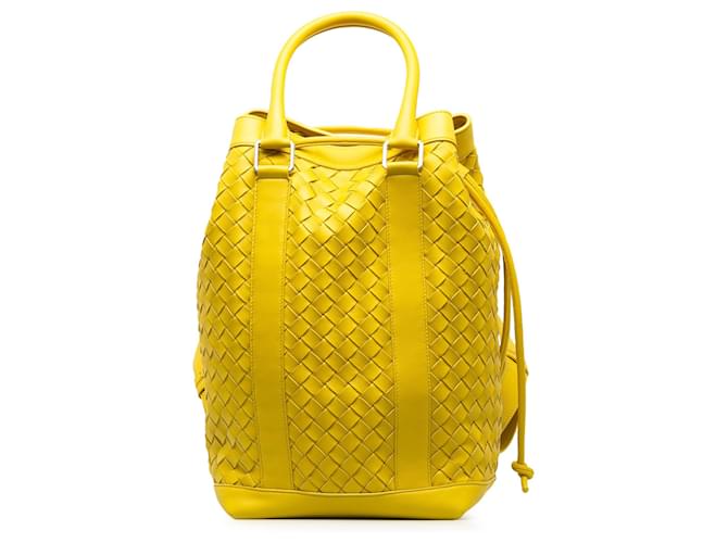 Bottega Veneta Yellow Intrecciato Leather Backpack Pony-style calfskin  ref.1260196
