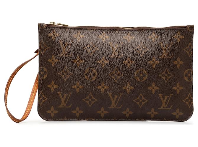 Louis Vuitton Brown Monogram Neverfull Pochette Leather Cloth  ref.1260217