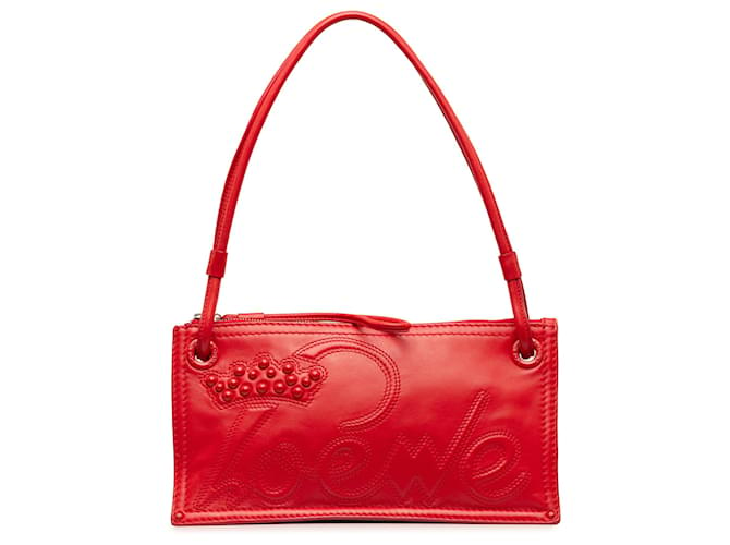 Bolsa de ombro com logotipo vermelho Loewe Couro Bezerro-como bezerro  ref.1260232