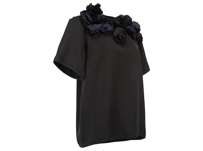 Top in seta Victoria Beckham Nero Blu