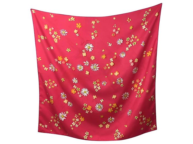 Hermès Seidentuch Flower Power Rot