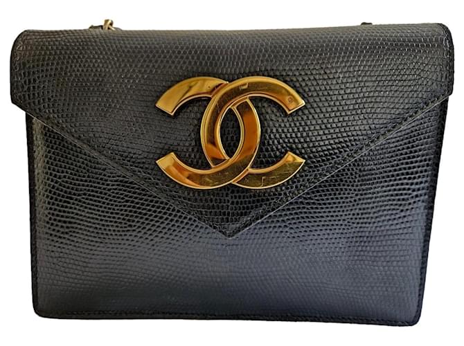 Trendy CC Chanel Bolsas Preto Couros exóticos  ref.1260294