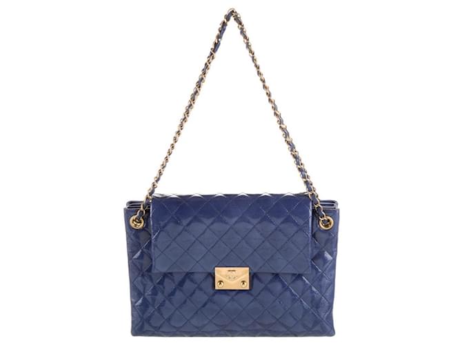 Chanel Blue Patent Goatskin Leather Envelope Accordion Flap Bag Patent leather  ref.1260298