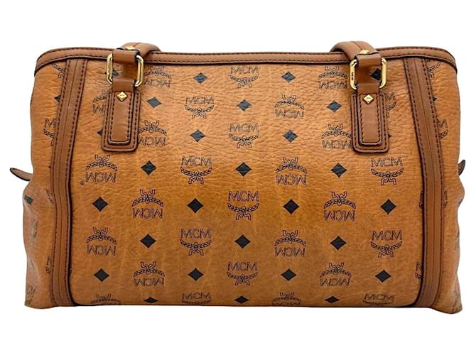 MCM shoulder bag handbag cognac brown shopper bag logo medium bag  ref.1260308