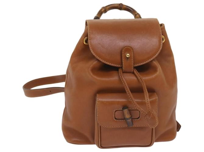 GUCCI Bamboo Backpack Leather Brown 003 2034 0030 Auth ep3319  ref.1260463
