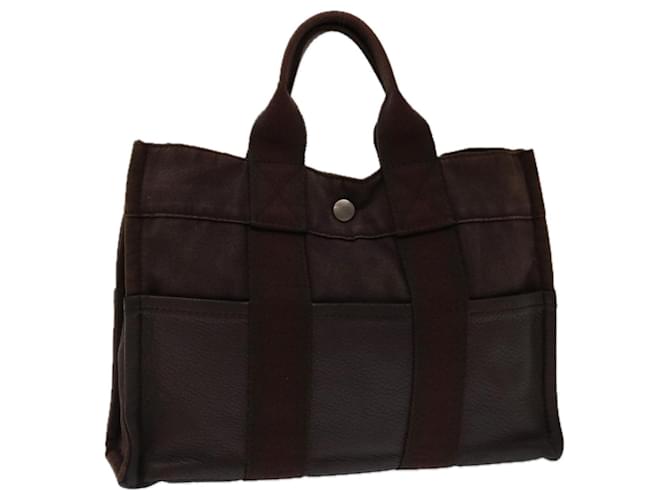 Hermès HERMES Fourre Tout PM Hand Bag Canvas Leather Brown Auth bs12005 Cloth  ref.1260471