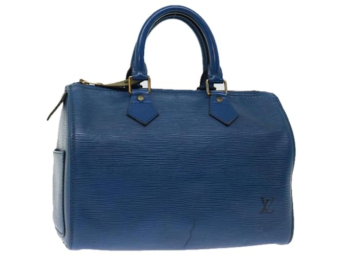 Louis Vuitton Epi Speedy 25 Bolsa de Mão Azul Toledo M43015 Autenticação de LV 67092 Couro  ref.1260476