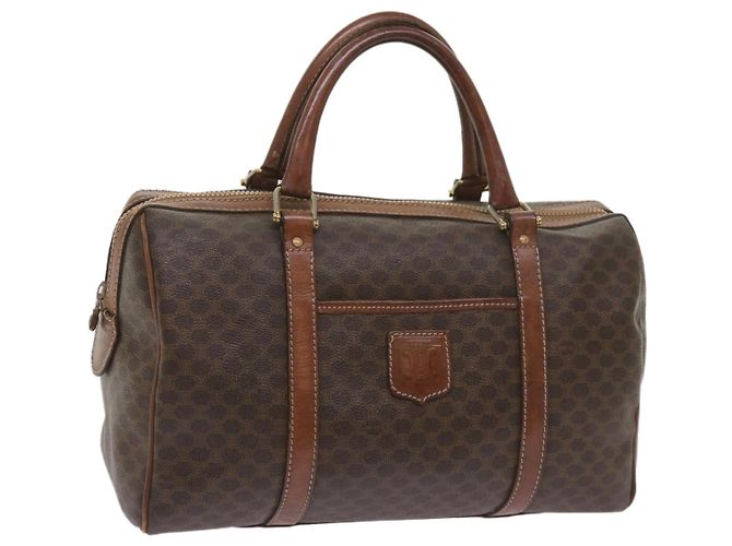 Céline CELINE Sac Boston en Toile Macadam PVC Marron Auth am5885