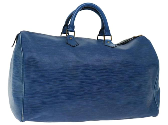 Louis Vuitton Epi Speedy 40 Bolsa de Mão Azul Toledo M42985 Autenticação de LV 66909 Couro  ref.1260515