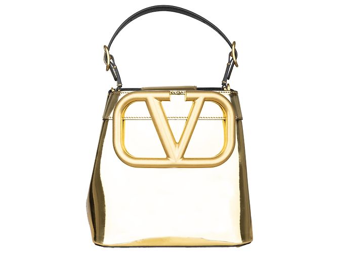 Bolsa tote Valentino Supervee com logo Dourado