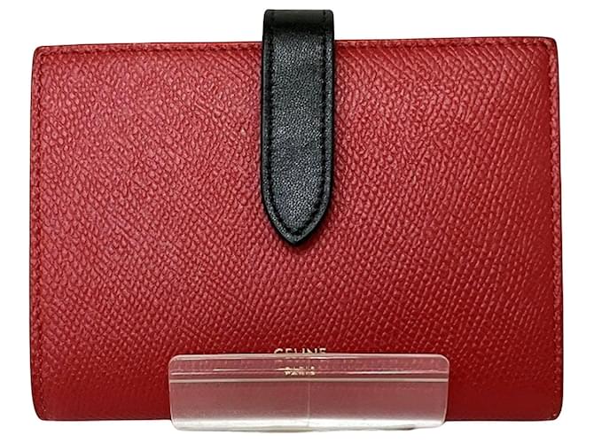 Céline Medium strap wallet Red Leather  ref.1260710