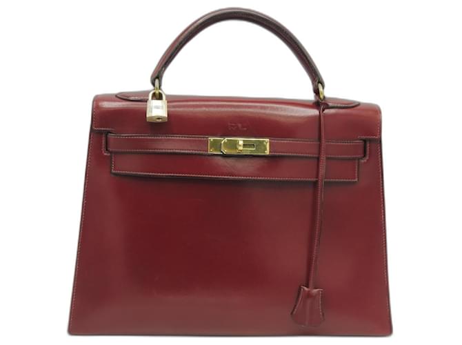 Hermès HERMES KELLY 32 SELLIER BAG IN RED HERMES COLOR Dark red Leather  ref.1260741