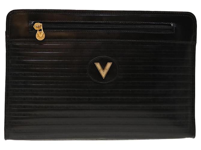 Valentino Garavani V logo Black Leather  ref.1260778
