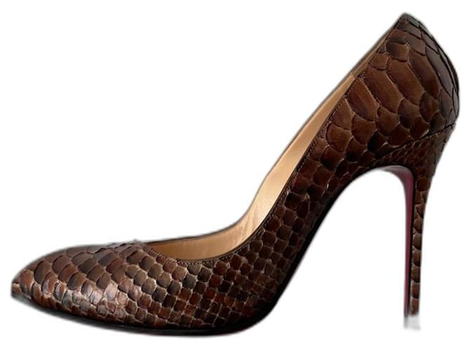 Christian Louboutin Zapatos de tacón Bronce Cueros exoticos  ref.1260788