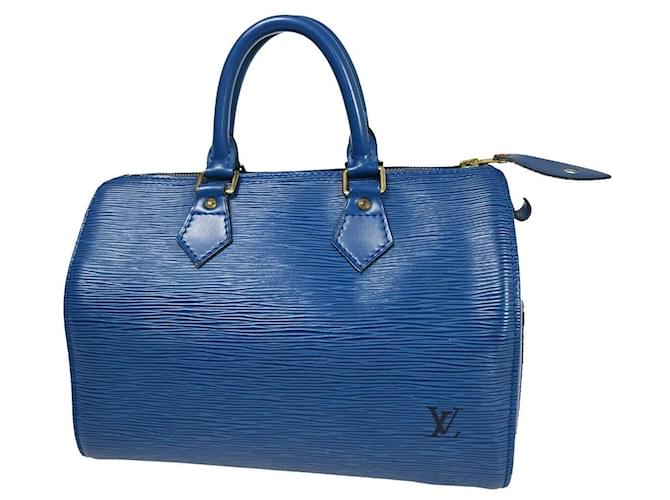 Louis Vuitton Speedy 25 Azul Cuero  ref.1260796