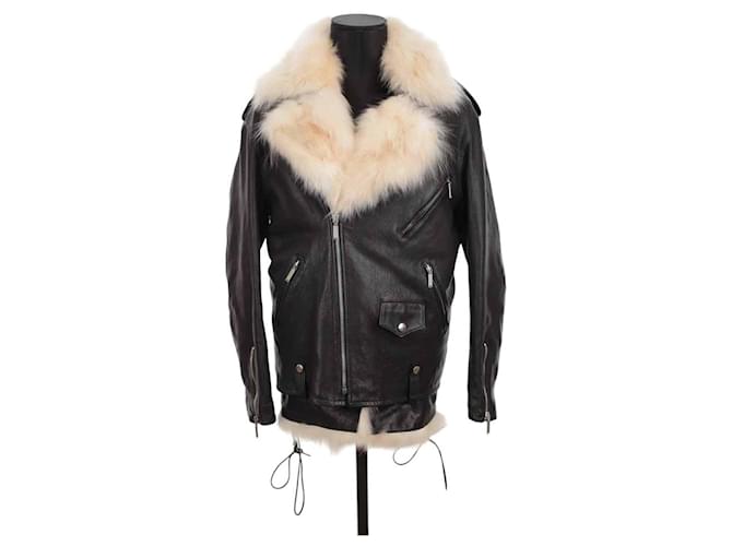 Saint Laurent Leather coat Black  ref.1260816