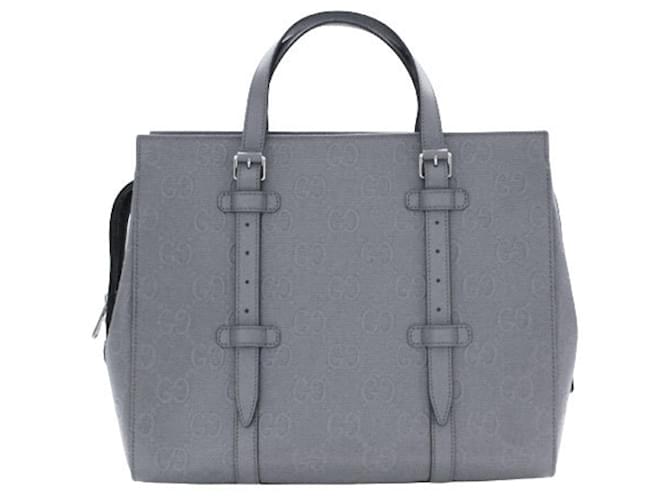 Gucci GG embossé Grey Leather  ref.1260843
