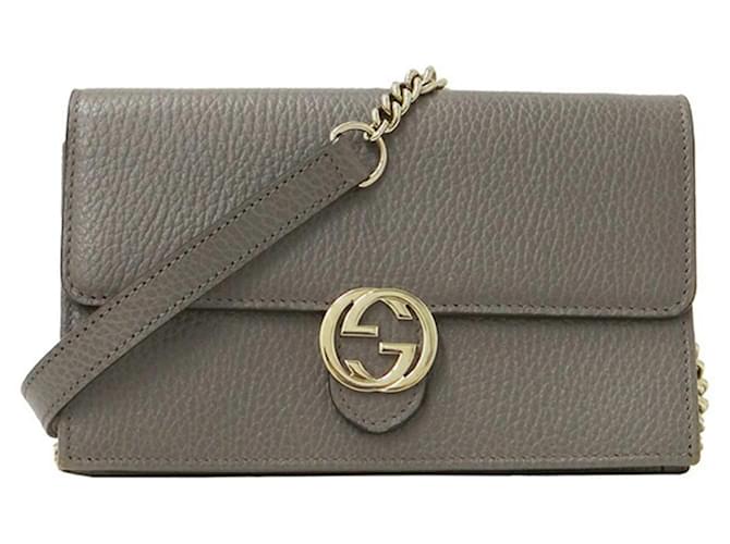 Gucci Interlocking G Grey Leather  ref.1260902