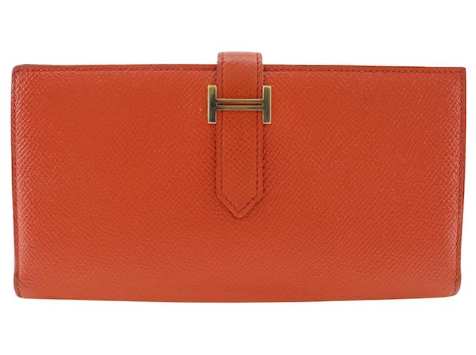 Hermès Béarn Orange Leather  ref.1260907