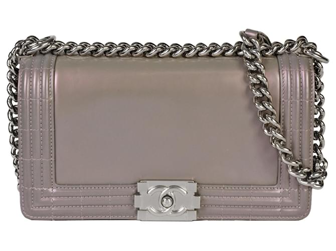 Chanel Boy Grey Leather  ref.1261321