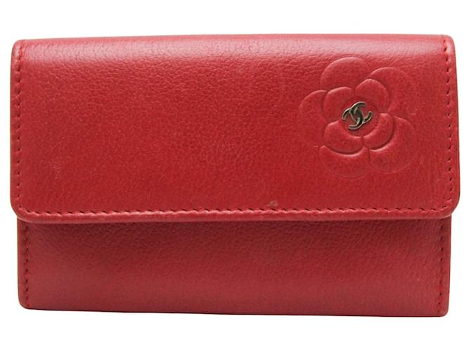 Chanel Camellia Rot Leder  ref.1261359