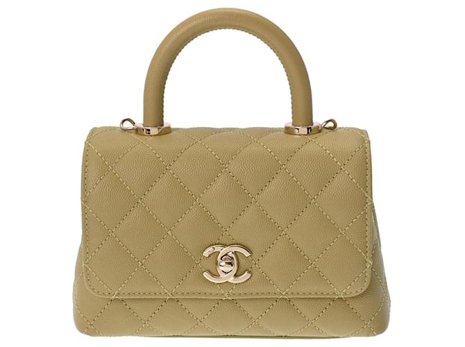 Coco Handle Chanel Coco-Griff Beige Leder  ref.1261683