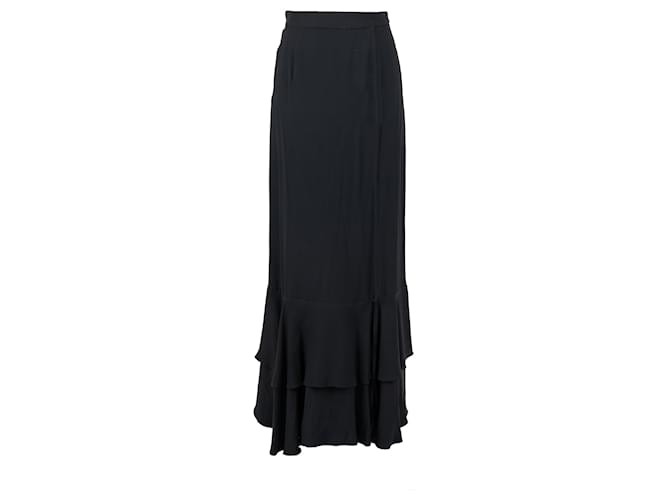 Moschino Couture Falda larga fruncida en capas Negro Seda  ref.1261999