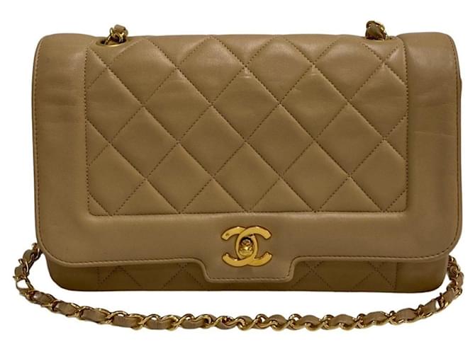 Chanel Diana Bege Couro  ref.1262002