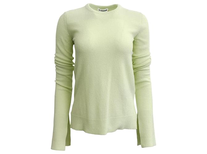 Autre Marque Jil Sander Lime Cotton Slit Sleeve Sweater Green  ref.1262231