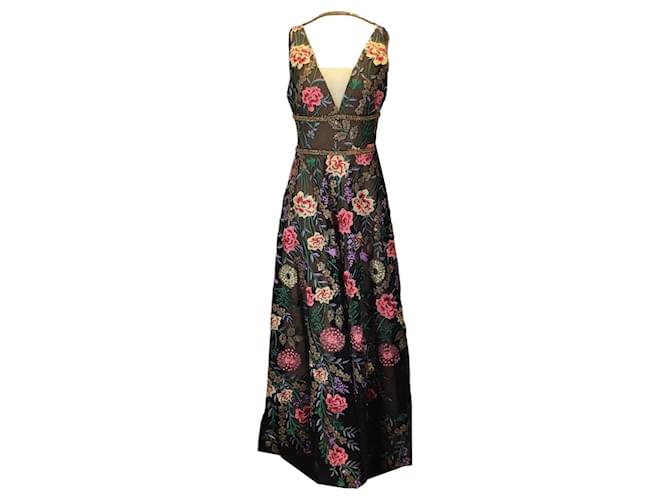 Autre Marque Robe Melia noire brodée et ornée de fleurs multicolores Bronx and Banco / robe formelle Polyester  ref.1262248