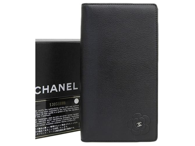 Chanel Camellia Black Leather  ref.1262308