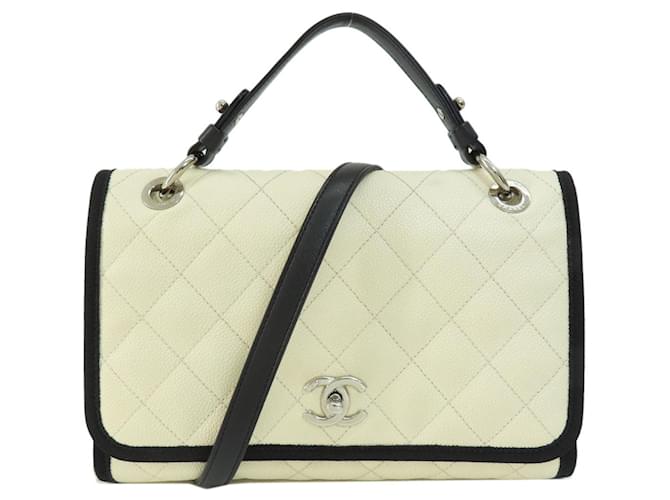 Chanel Flap Bag Blanco Cuero  ref.1262330