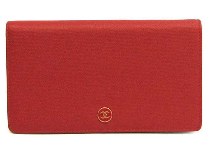 Chanel Coco-Knopf Rot Leder  ref.1262529