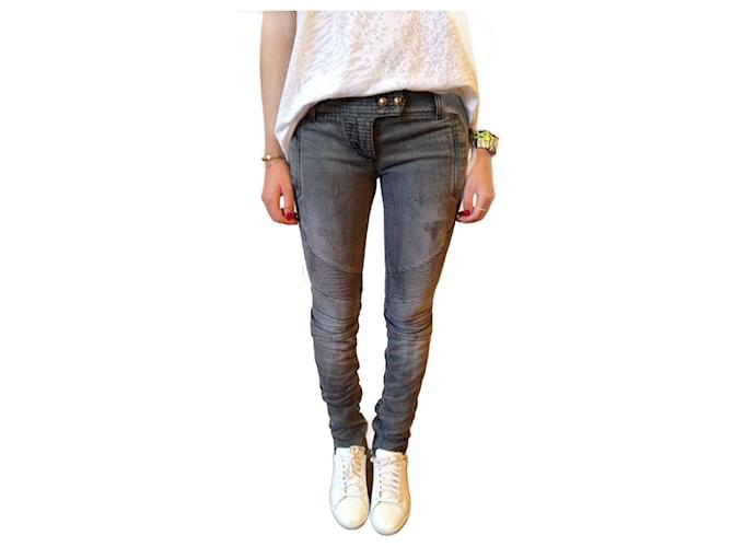 BALMAIN  Jeans T.US 25 cotton Grey  ref.1262741