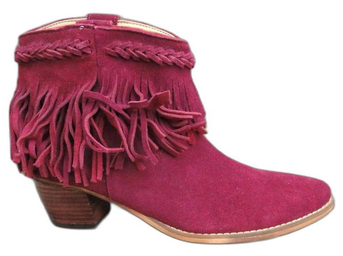 Botines Isabel Marant Rojo Oscuro Ante Burdeos