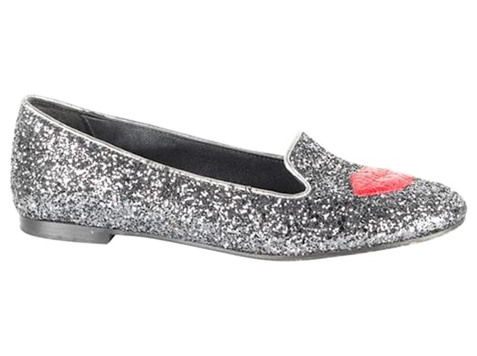 Autre Marque Ballerine con paillettes Grigio Pelle  ref.1262830