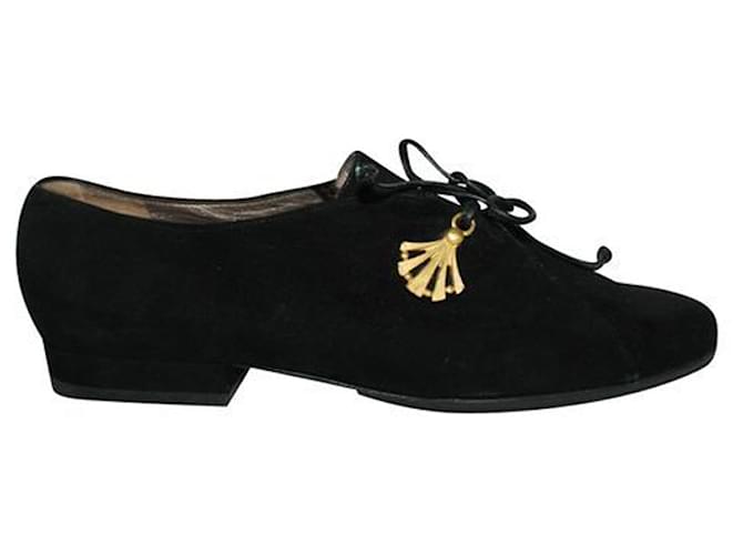 Bally Zapatos con cordones de ante negro con elementos dorados Cuero  ref.1262863