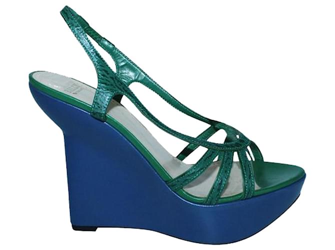 Bally Two Colors Wedges Green Leather  ref.1262868
