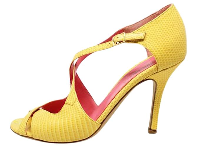 Autre Marque Yellow Snake Skin Printed Sandals  ref.1262888