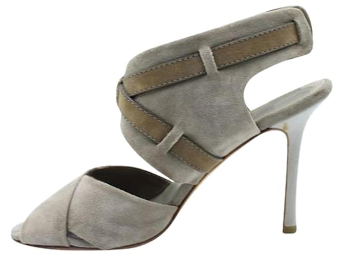 Autre Marque Grey Suede Heels Leather  ref.1262907