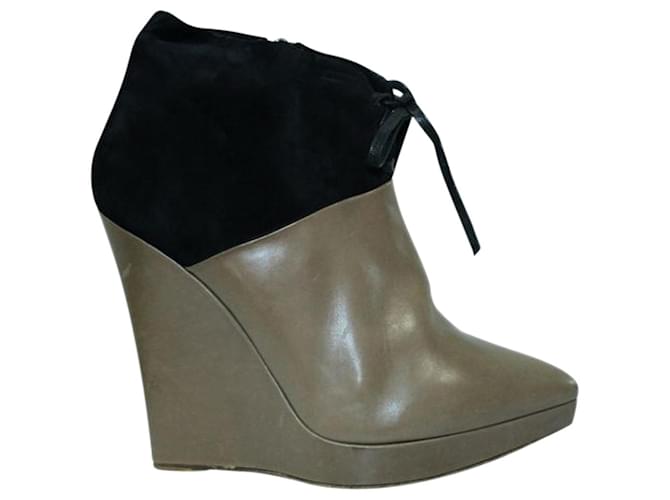 Autre Marque Brown and Black Ankle Boots Leather  ref.1262912