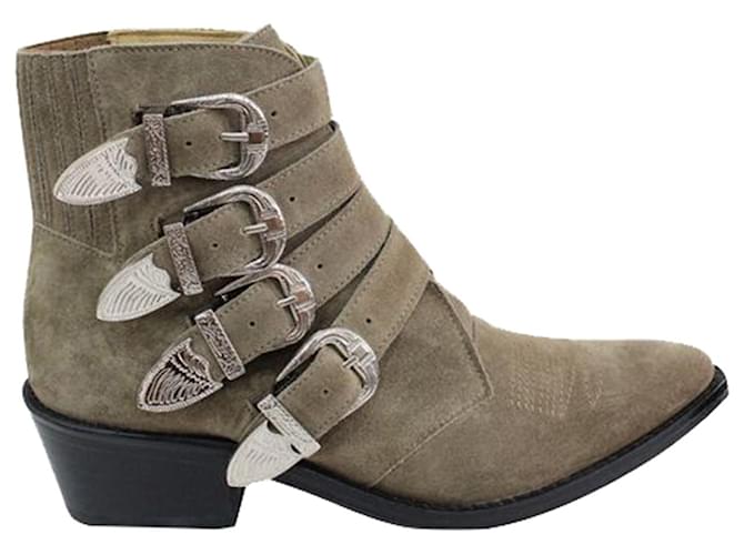 Autre Marque Ankle Boots with Buckle Brown Beige  ref.1262939