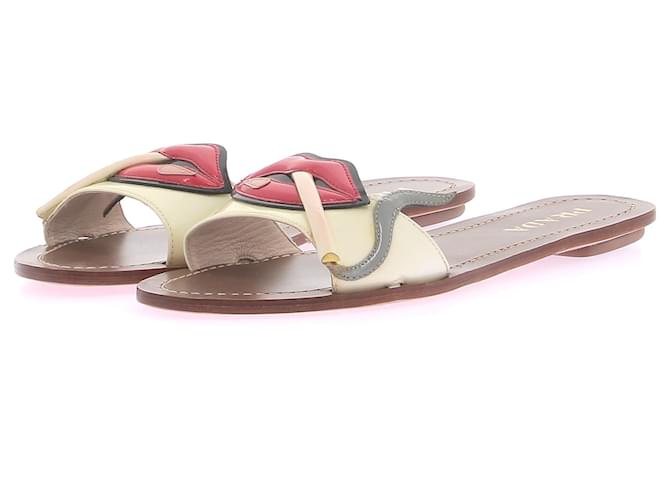 PRADA  Sandals T.eu 37.5 leather Cream  ref.1262989