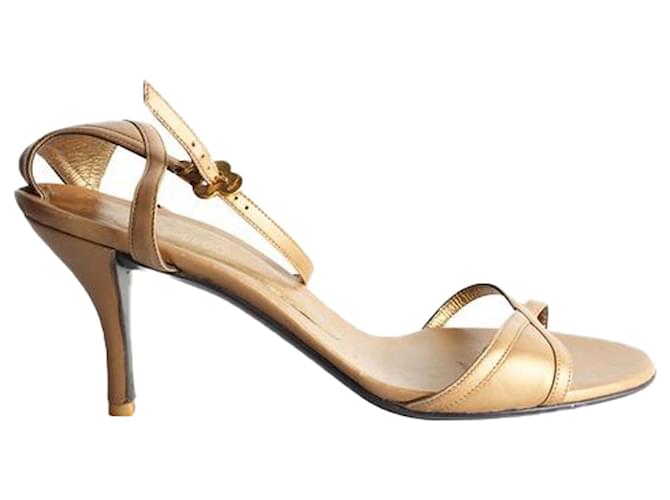 Salvatore Ferragamo golden sandals Metallic Leather  ref.1263014