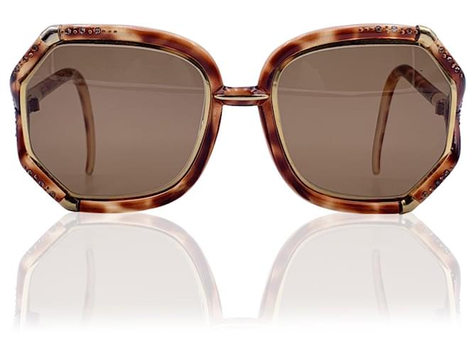 Autre Marque Vintage Brown TL1002 Crystals Oversize Sunglasses Plastic  ref.1263064