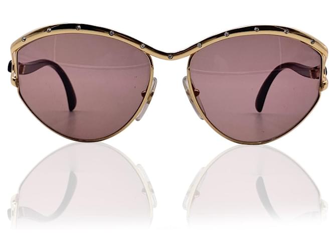 Autre Marque Vintage Gold Metal TL 3301 Sunglasses with Crystals Golden  ref.1263069