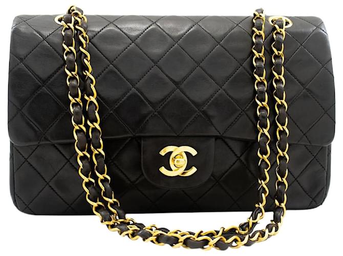 Chanel Black vintage 1991-94 medium Classic double flap bag Leather  ref.1263076