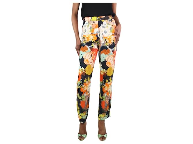 Dries Van Noten Multicolour floral-printed slim-leg trousers - size UK 8 Multiple colors Viscose  ref.1263084